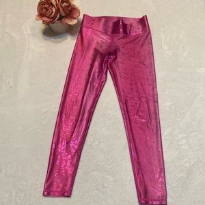 TEREZ Size S Pink Metallic Shiny Leggings